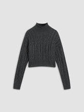 Grey Mockneck Cable Knit Sweater